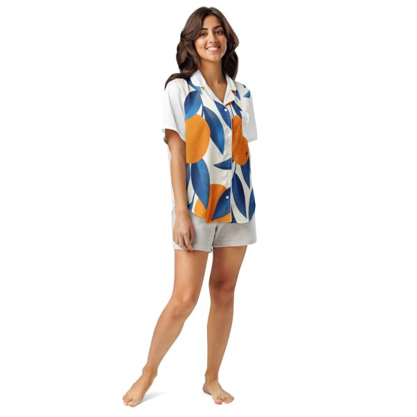 Kurzärmeliges Pyjama-Oberteil für Damen mit Allover-Druck